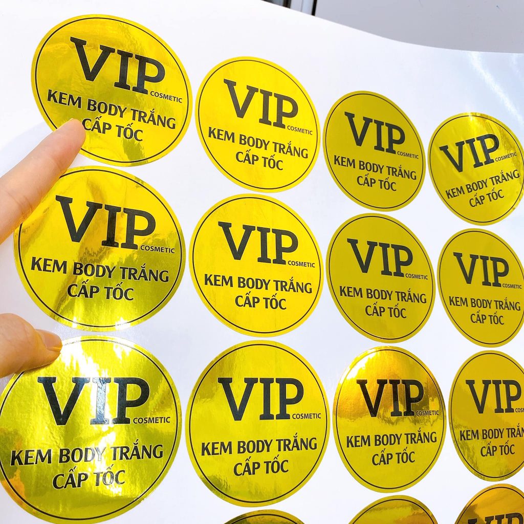 Tem nhãn In decal xi vàng