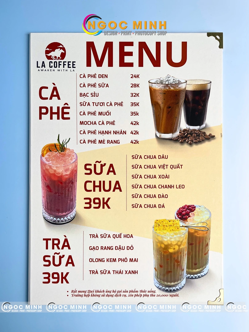 Các chất liệu in menu quán cafe đẹp